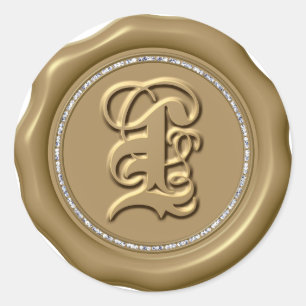 *~* Letter L Diamond Circle GOUDEN Wax Seal Sticke Ronde Sticker