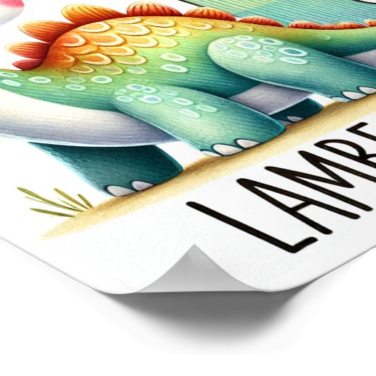 Letter L, Dinosaur Alphabet Waterverf Poster (Hoek)