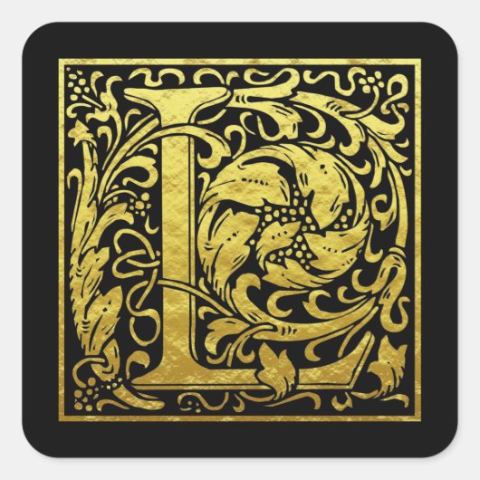Letter L Eerste Letter Faux Gold Sticker (Voorkant)