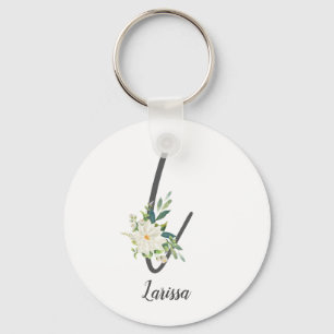 Letter L en floraal gepersonaliseerd Sleutelhanger