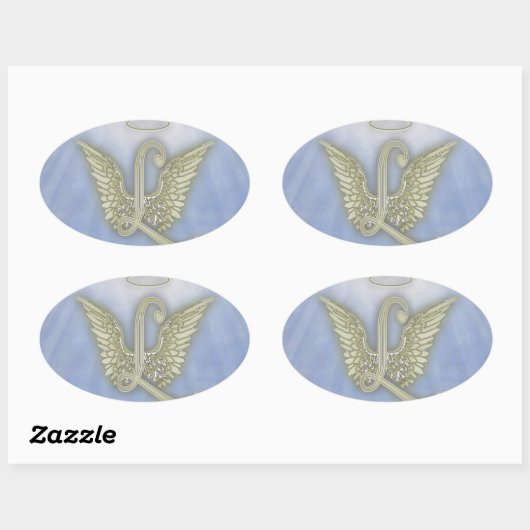 Letter L Engel Monogram Ovale Sticker (Vel)