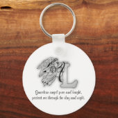 Letter-L-engelmonogram alfabet initiaal Sleutelhanger (Voorkant)