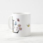 Letter L Floral Butterfly Monogram Initiaal Koffiemok (Voorkant links)