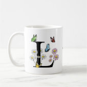 Letter L Floral Butterfly Monogram Initiaal Koffiemok (Links)