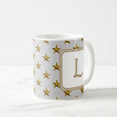 Letter L Gold Silver Stars Accent Monogram Initiaa Koffiemok (Voorkant rechts)
