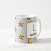 Letter L Gold Silver Stars Accent Monogram Initiaa Koffiemok (Voorkant rechts)