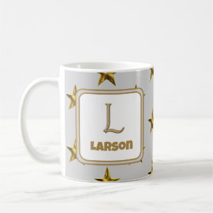 Letter L Gold Silver Stars Accent Monogram Initiaa Koffiemok