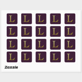 Letter L Gold Square Sticker (Vel)