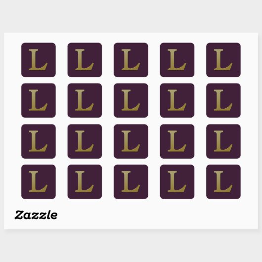 Letter L Gold Square Sticker (Vel)