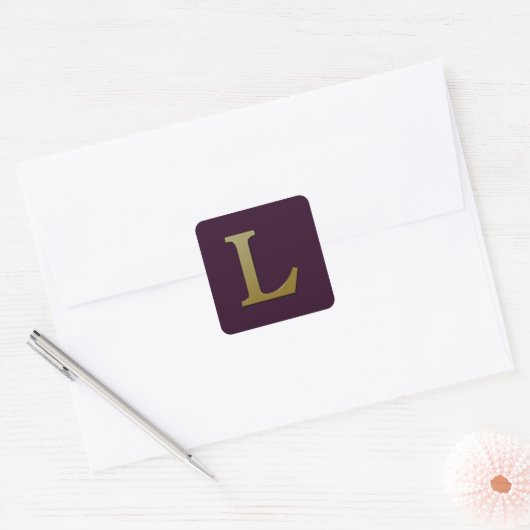 Letter L Gold Square Sticker (Envelop)