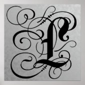 Letter L, Gothic Monogram Black Poster (Voorkant)