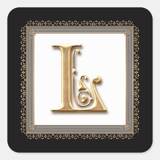 Letter L - Goud & Kant Classic Formele Huwelijkssl Vierkante Sticker (Voorkant)
