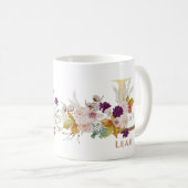 Letter L - Gouden bloem naam zus collega vriend Koffiemok (Voorkant rechts)