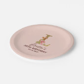 Letter L Gouden Monogram Roze Rozen Papieren Bordje (Gekanteld)