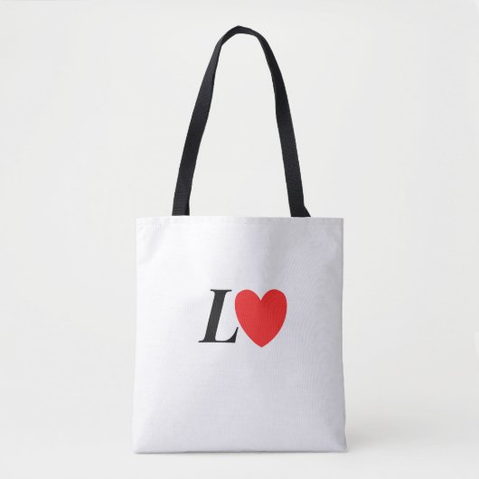 Letter L Heart - Valentine Initial Love Design Tote Bag (Voorkant)