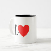 Letter L Heart - Valentine Initial Love Design Tweekleurige Koffiemok (Voorkant links)