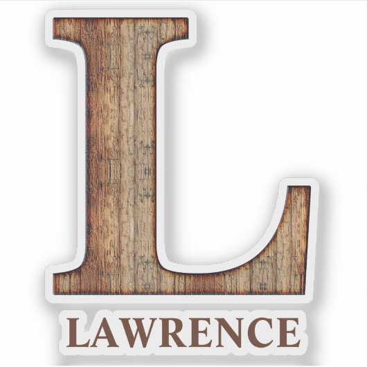 Letter L-houtextuur met aangepaste naam Sticker (Voorkant)