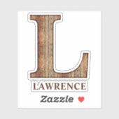 Letter L-houtextuur met aangepaste naam Sticker (Vel)