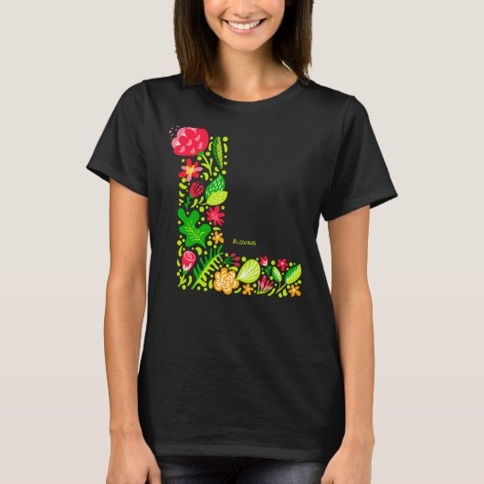 Letter L in Flowers T-Shirt (Voorkant)