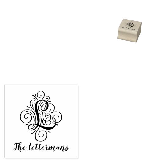 Letter L Initiaal Elegant Flourish Monogram Name Rubberstempel (Gestempeld)