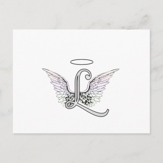 Letter L Initiaal Monogram met Angel Wings & Halo Briefkaart (Voorkant)