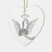 Letter L Initiaal Monogram met Angel Wings & Halo Keramisch Ornament (Links)