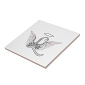 Letter L Initiaal Monogram met Angel Wings & Halo Tegeltje (Zijkant)