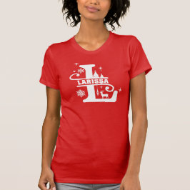 Letter L Kerstmonogram Initiaal Naam Rood T-shirt