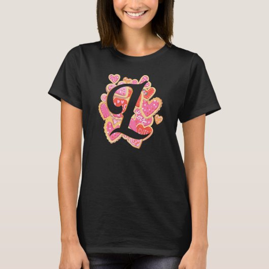 Letter L Liefde Hart Relatie Romantisch Valentin T-shirt (Voorkant)