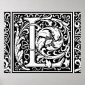Letter L Medieval Monogram Initiaal Poster (Voorkant)
