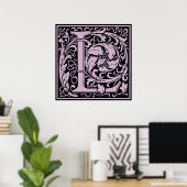 Letter L Medieval Monogram Initiaal Poster (Thuiskantoor)