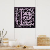 Letter L Medieval Monogram Initiaal Poster (Keuken)