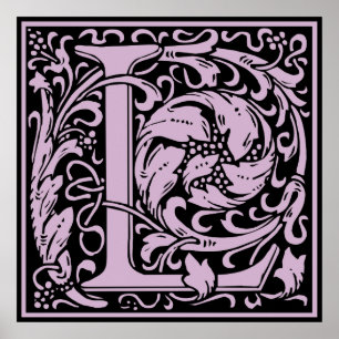 Letter L Medieval Monogram Initiaal Poster