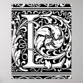 Letter L Medieval Monogram  Initiaal Poster (Voorkant)