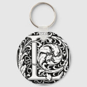 Letter L Medieval Monogram  Initiaal Sleutelhanger (Voorkant)