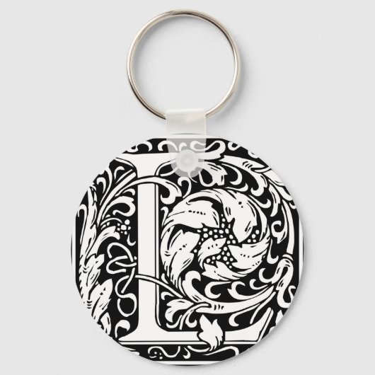 Letter L Medieval Monogram  Initiaal Sleutelhanger (Voorkant)