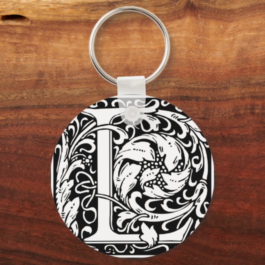 Letter L Medieval Monogram  Initiaal Sleutelhanger (Voorkant)