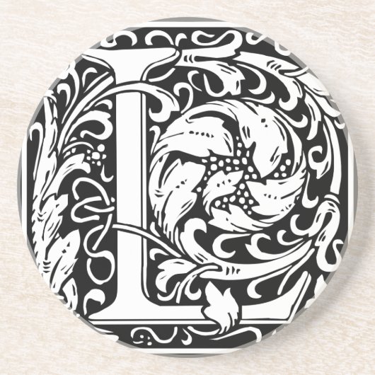 Letter L Medieval Monogram  Initiaal Zandsteen Onderzetter (Voorkant)