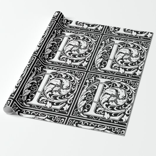 Letter L Middeleeuwse Monogram Art Nouveau Cadeaupapier (Uitgerold)