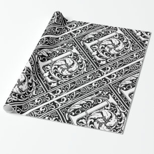 Letter L Middeleeuwse Monogram Art Nouveau Cadeaupapier