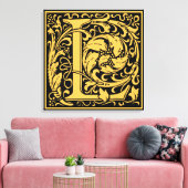 Letter L Middeleeuwse Monogram Art Nouveau Canvas Afdruk (Insitu (Woonkamer))