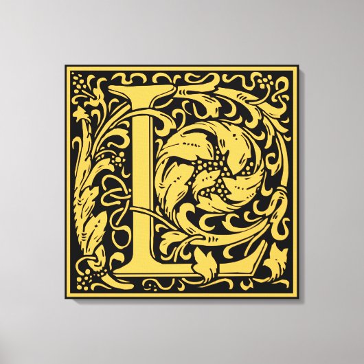 Letter L Middeleeuwse Monogram Art Nouveau Canvas Afdruk (Voorkant)