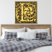 Letter L Middeleeuwse Monogram Art Nouveau Canvas Afdruk (Insitu (Slaapkamer))