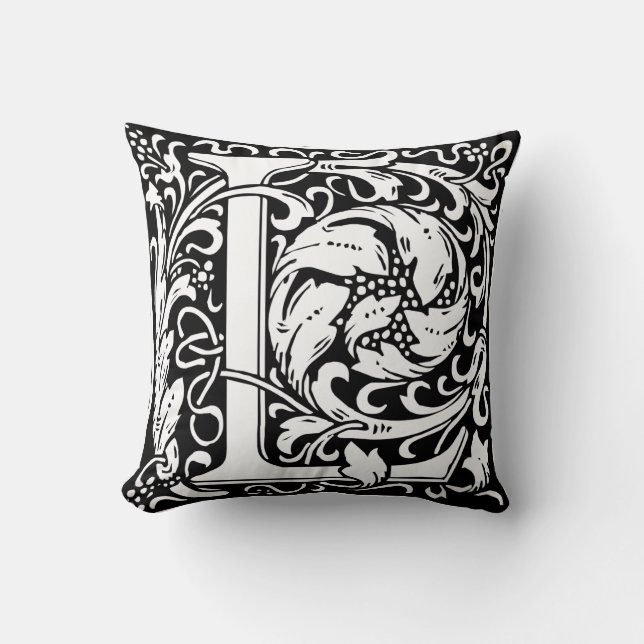 Letter L Middeleeuwse Monogram Art Nouveau Kussen (Voorkant)