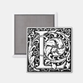 Letter L Middeleeuwse Monogram Art Nouveau Magneet (Voorkant / Achterkant)