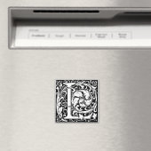 Letter L Middeleeuwse Monogram Art Nouveau Magneet (Insitu (Vaatwasser))