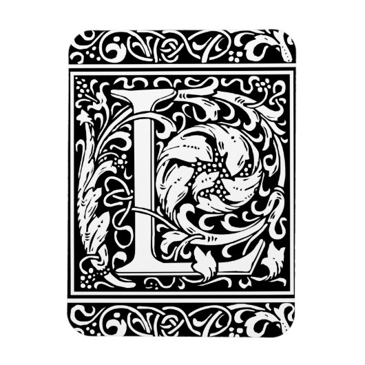 Letter L Middeleeuwse Monogram Art Nouveau Magneet (Verticaal)
