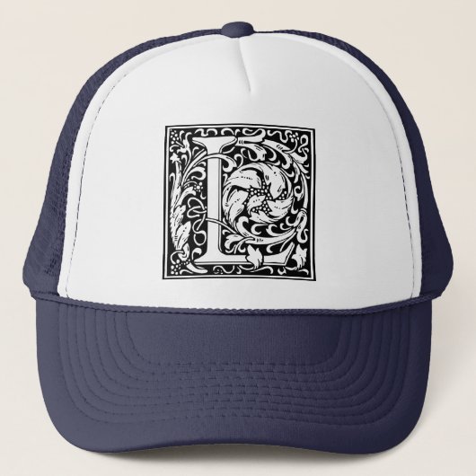 Letter L Middeleeuwse Monogram Art Nouveau Trucker Pet (Voorkant)