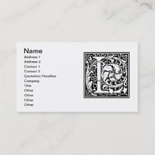 Letter L Middeleeuwse Monogram Art Nouveau Visitekaartje