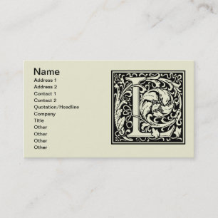 Letter L Middeleeuwse Monogram Art Nouveau Visitekaartje